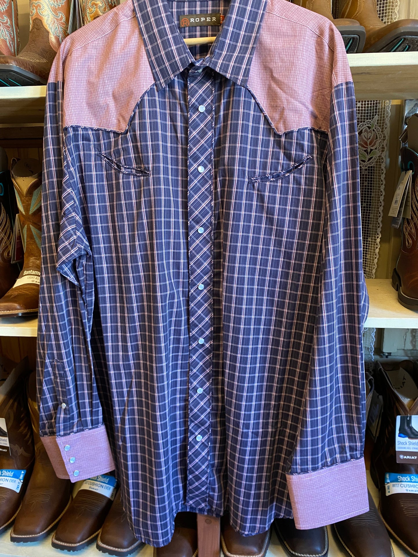 camicia Roper uomo quadri rosso blu 2XL