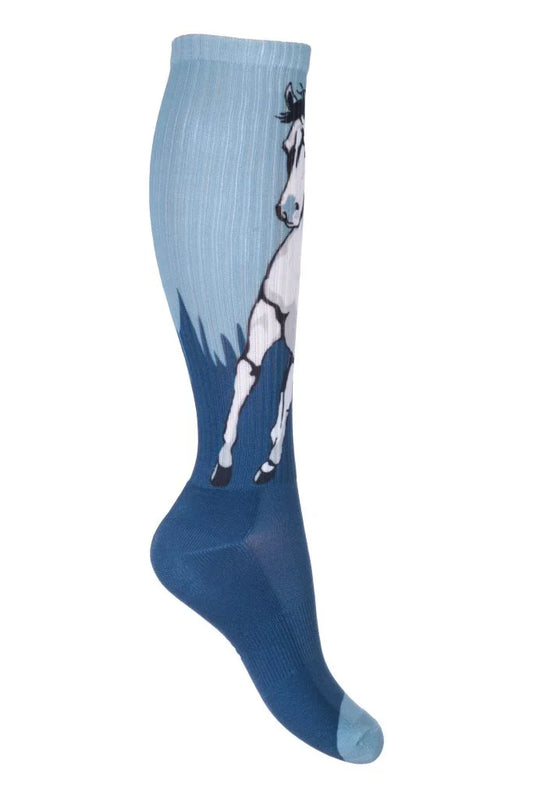 calzini HKM Kids mod Helsinki azzurro-blu 30-34