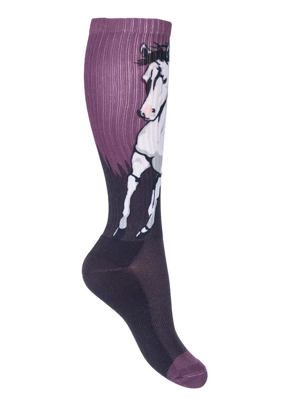 calzini HKM Kids mod Helsinki viola-viola scuro 30-34