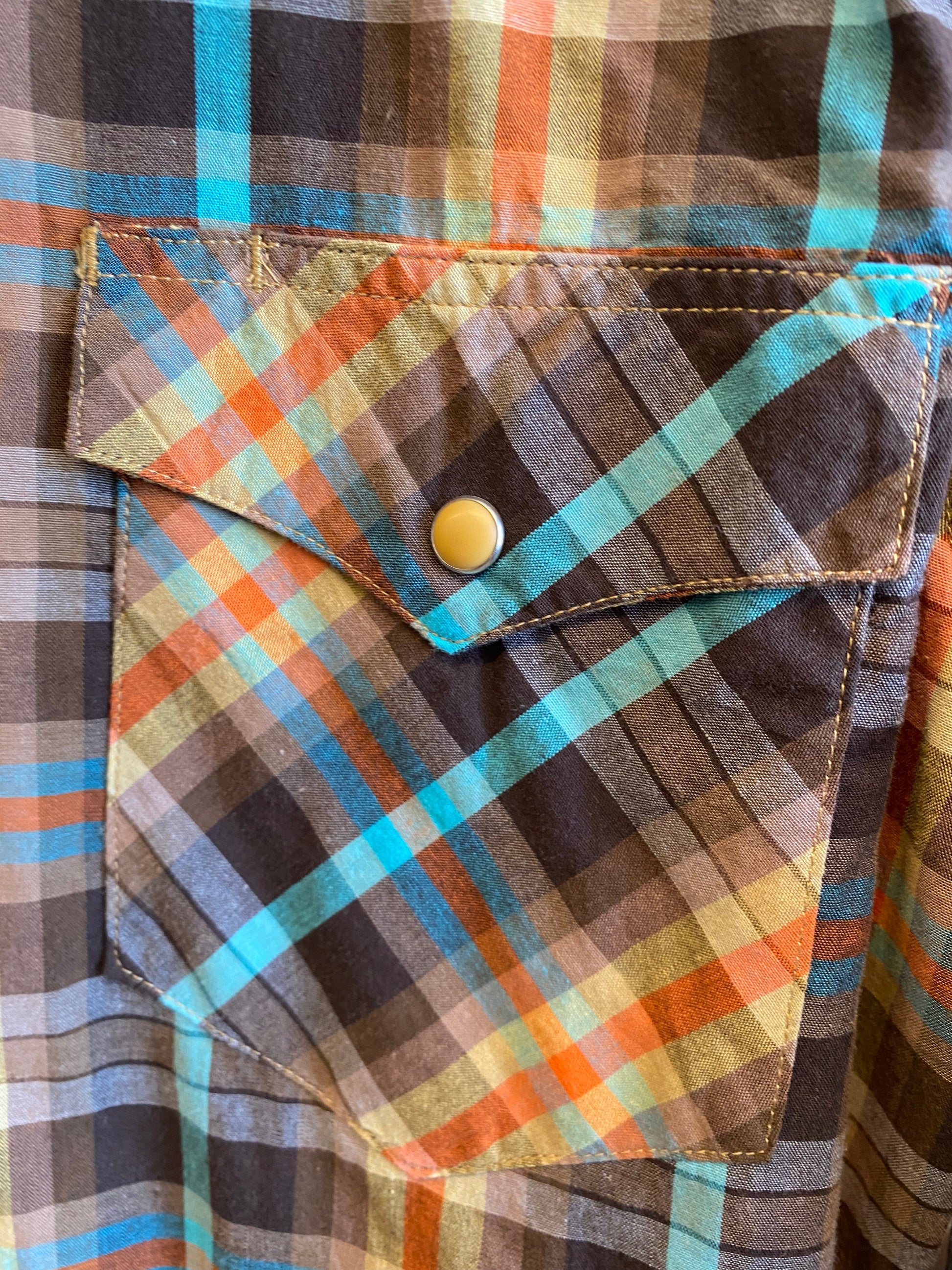 camicia Roper uomo marrone azzurro contrasto S - dettaglio
