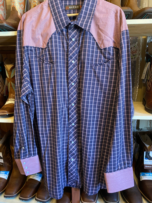 camicia Roper uomo quadri rosso blu 2XL
