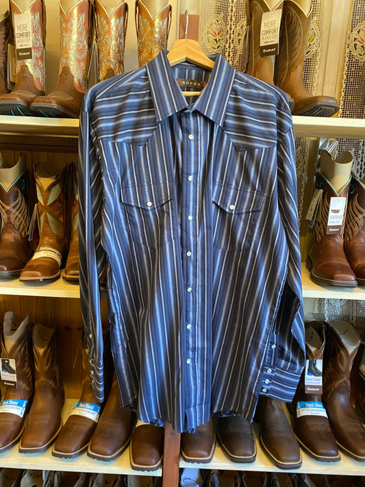 camicia Roper uomo riga blu XL