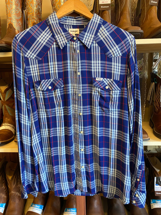 camicia-Wrangler-donna-scozzese blu scuro-L