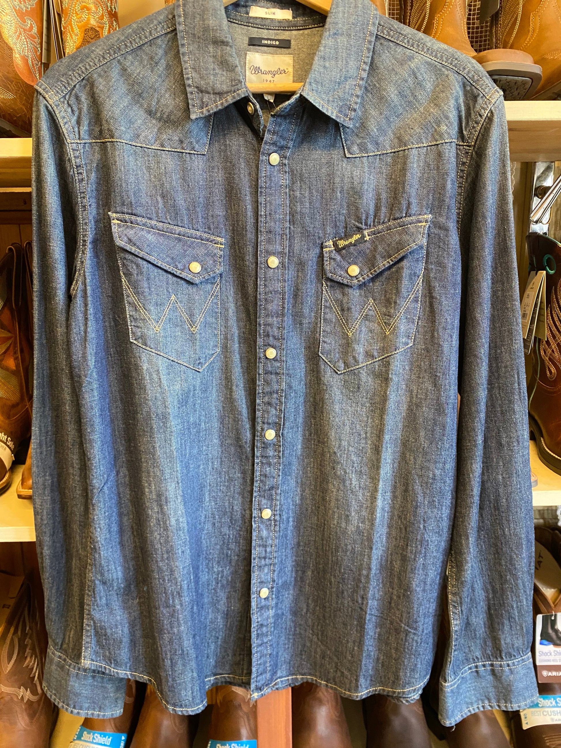 camicia-Wrangler-donna-slim indigo blu jeans-M