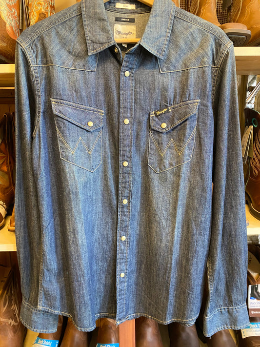 camicia-Wrangler-donna-slim indigo blu jeans-M