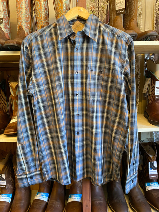 camicia Wrangler uomo casual fit quadri nera S